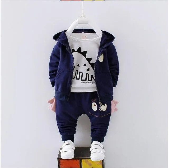 3Pcs Baby Unisex Cartoon Image Design Jacket   Pants Outfits Clothing Sets