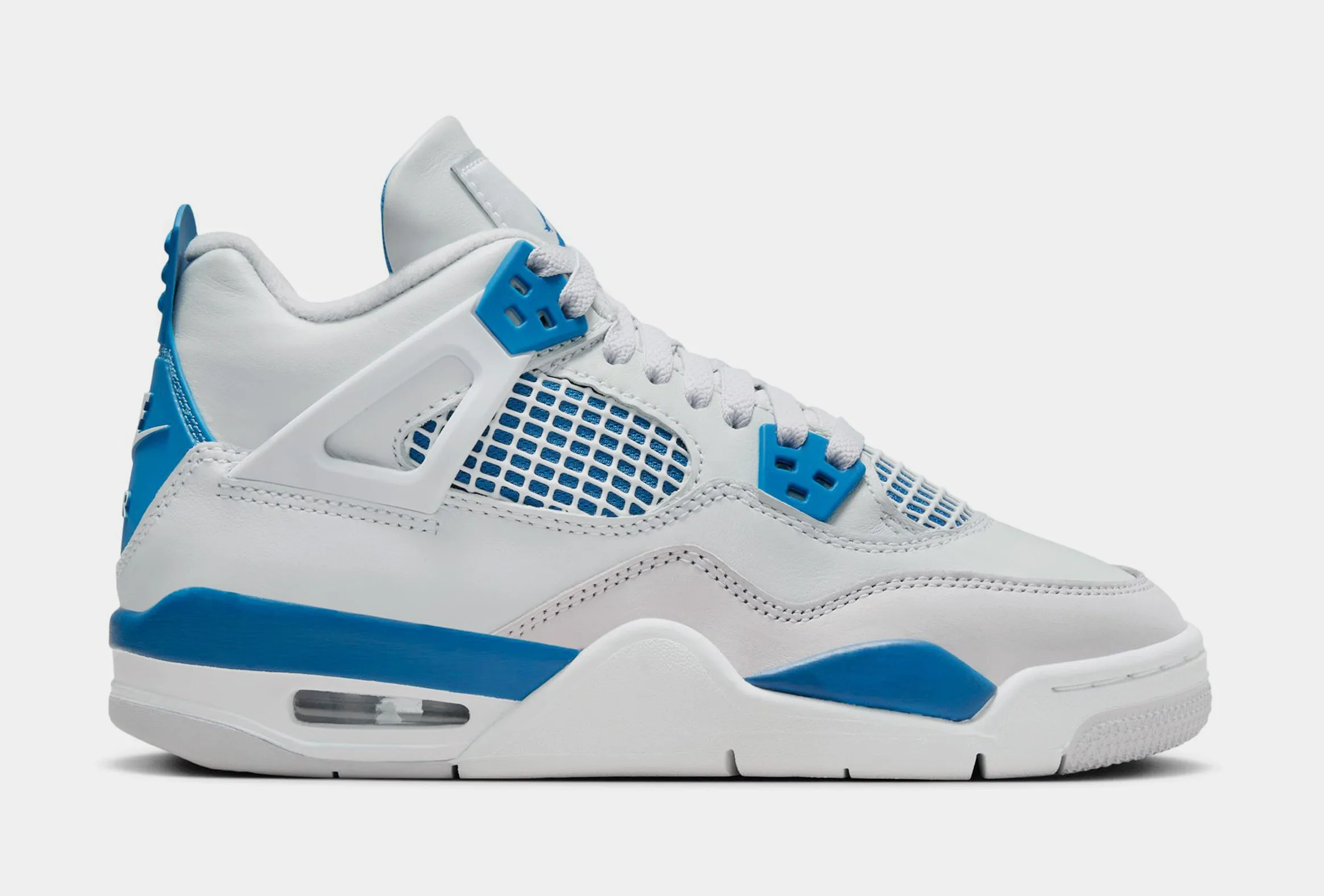 Air Jordan 4 Retro Industrial Blue Grade School Lifestyle Shoes (Off White/Industrial Blue/Neutral Grey)