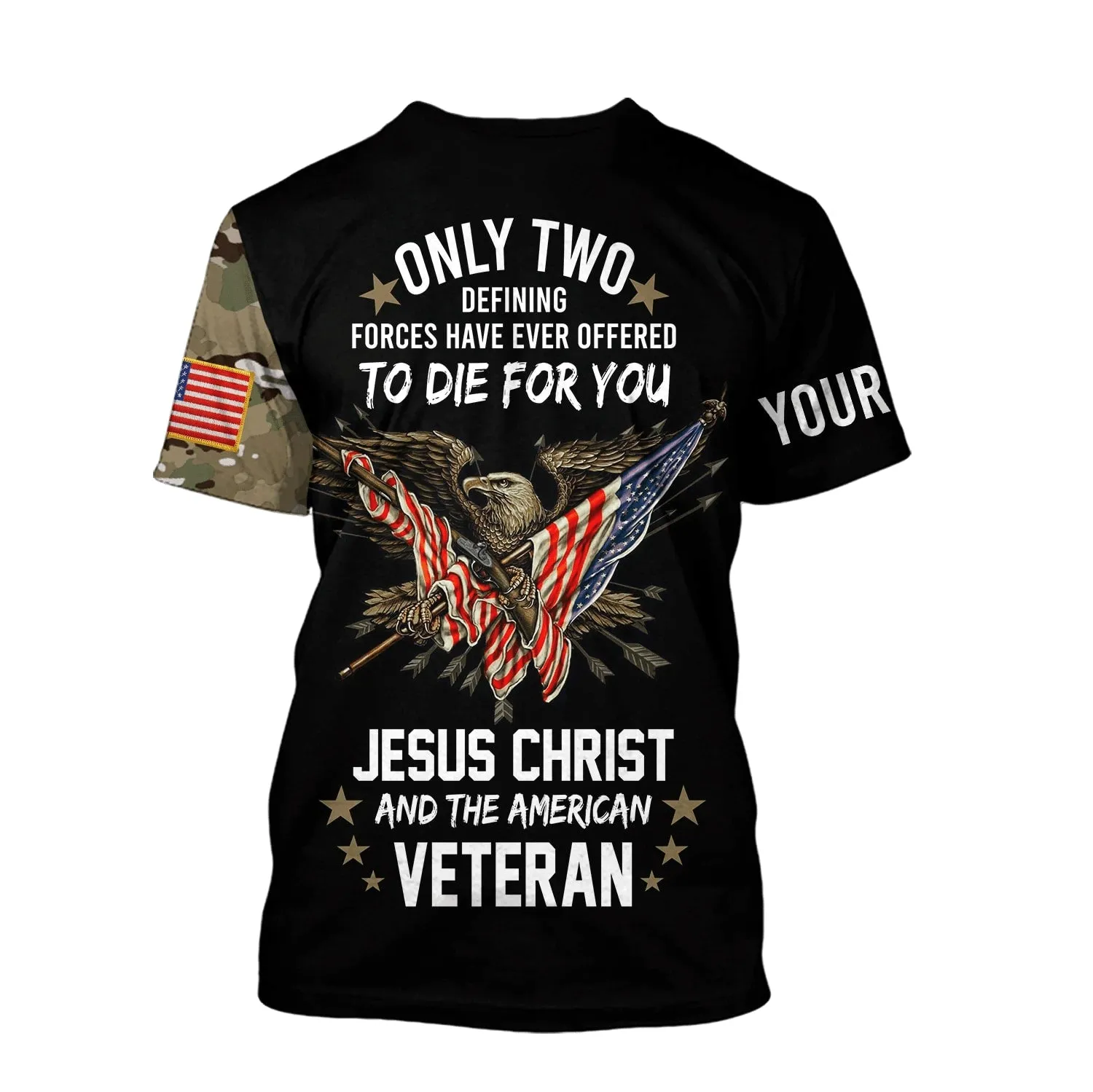 American Veteran Jesus Customized Shirts - Christian 3d Shirts For Men Women - Custom Name T-Shirt