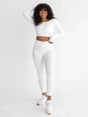 Astoria Crossed Sleeve Crop (White)