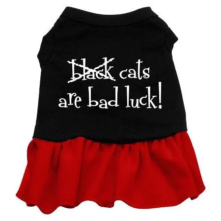 Black Cats are Bad Luck Screen Print Dress Black with Red XL (16)