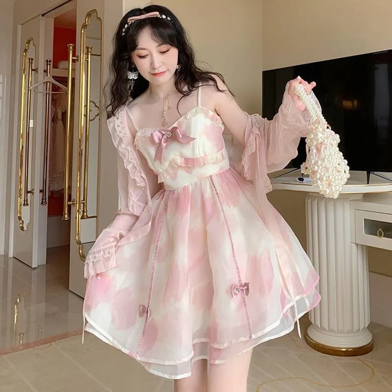 Bow Tie Slimming Ombre Fairy French Style Dress