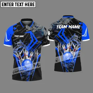 Bowling Ball & Pins Water and Smoke Sport Jersey Multicolor Customized Name 3D Polo Shirt 6 Colors