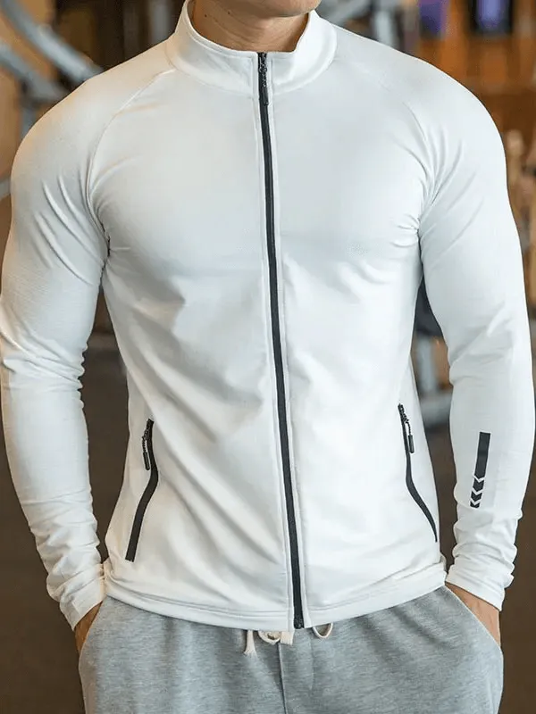 Compression Long Sleeves Zipper Stand Collar Running Jacket - SF1878