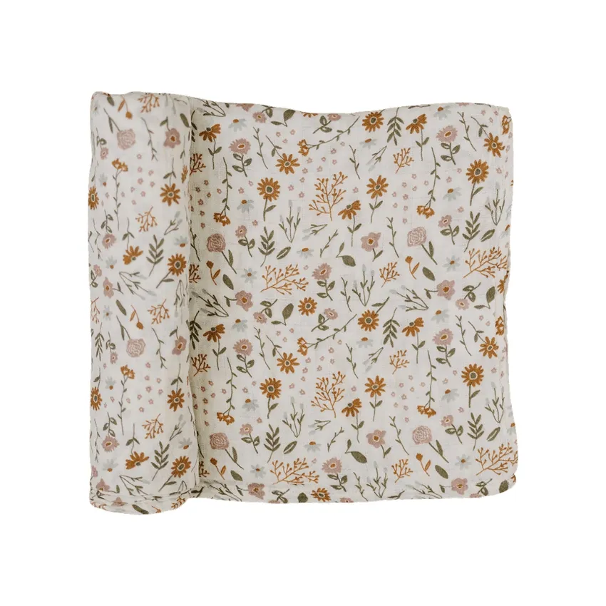 Cotton Muslin Swaddle, Meadow Floral