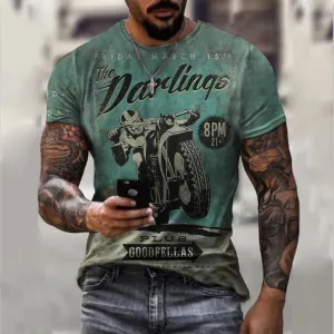 Creative Motorcycle Retro Poster Casual T-Shirt