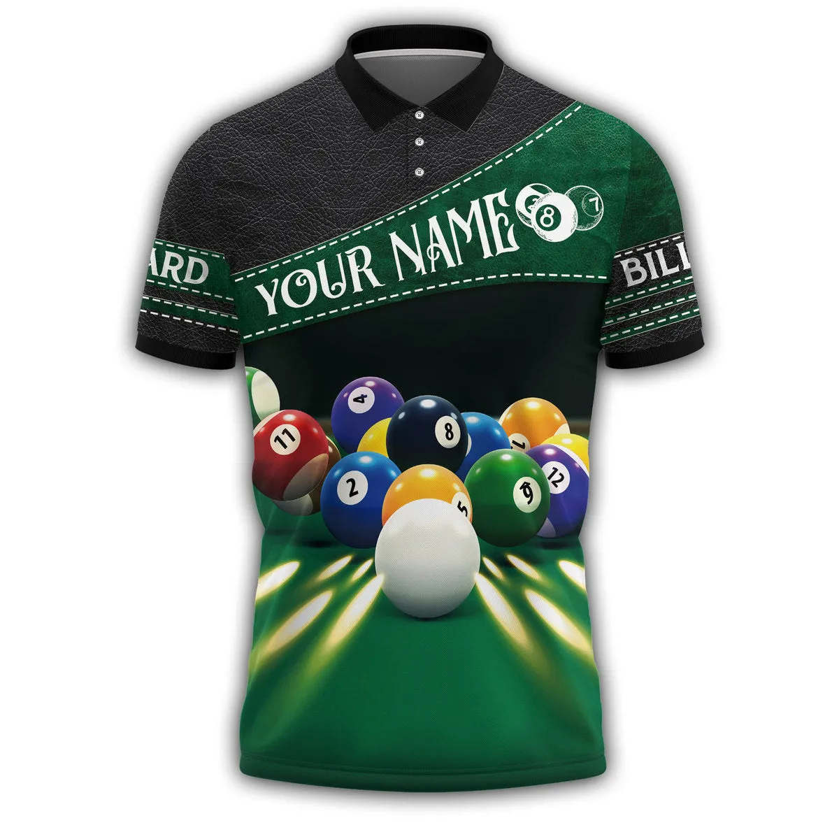 Custom Your Name Leather Billiard Polo Shirt, Best Personalized Billiard Shirt for Men Women