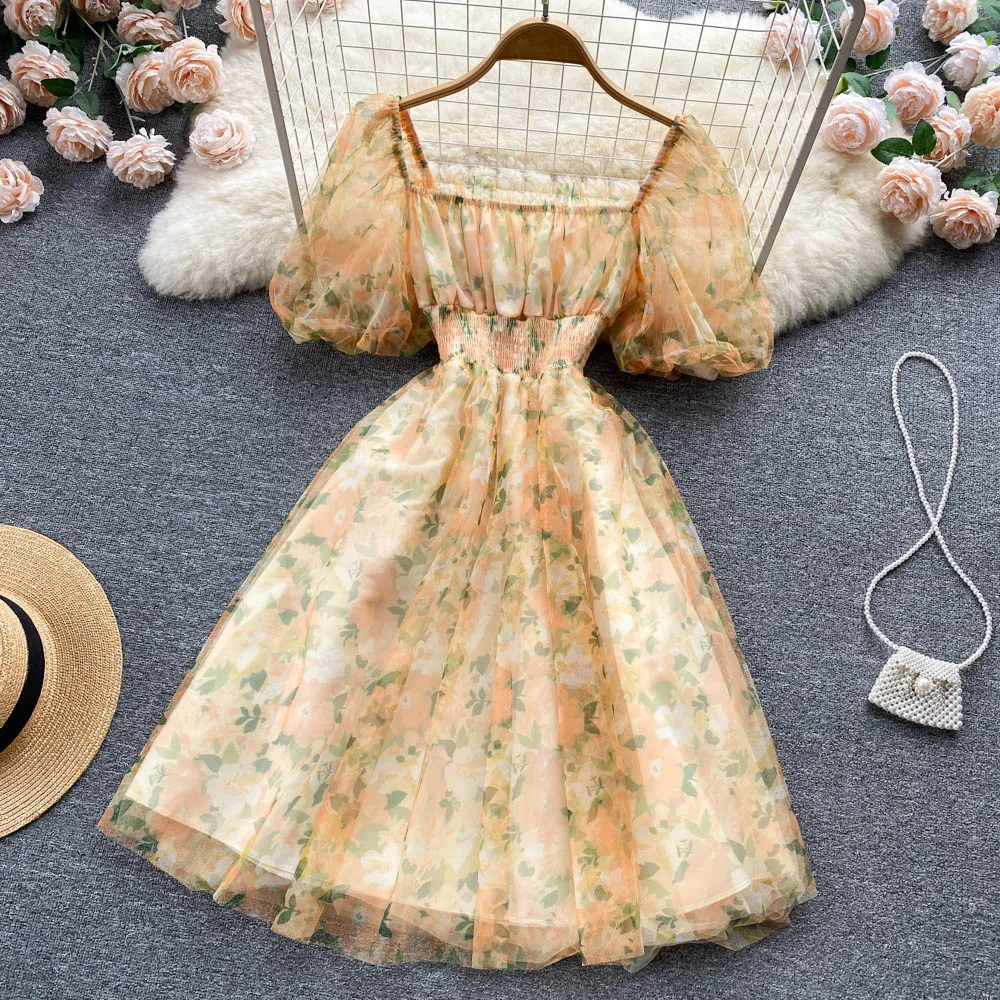 Cute A line floral dress fashion girl dress    S337