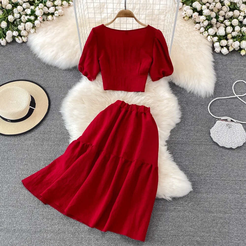 Cute A line two pieces dress fashion dress     S471