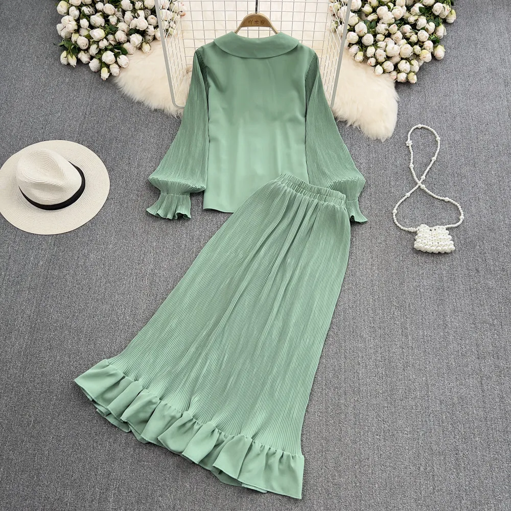 Cute two pieces dress green A line fashion dress      S168