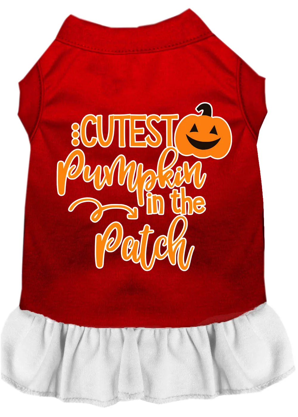 Cutest Pumpkin In The Patch Screen Print Dog Dress Red With White Xxxl