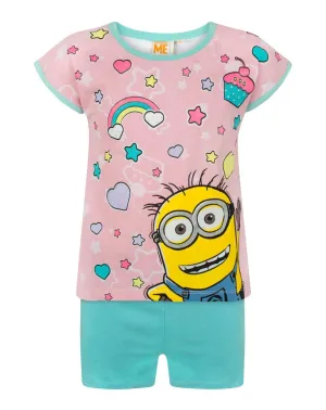 Despicable Me Girls Pink Short Sleeve Short Leg Pyjama Set