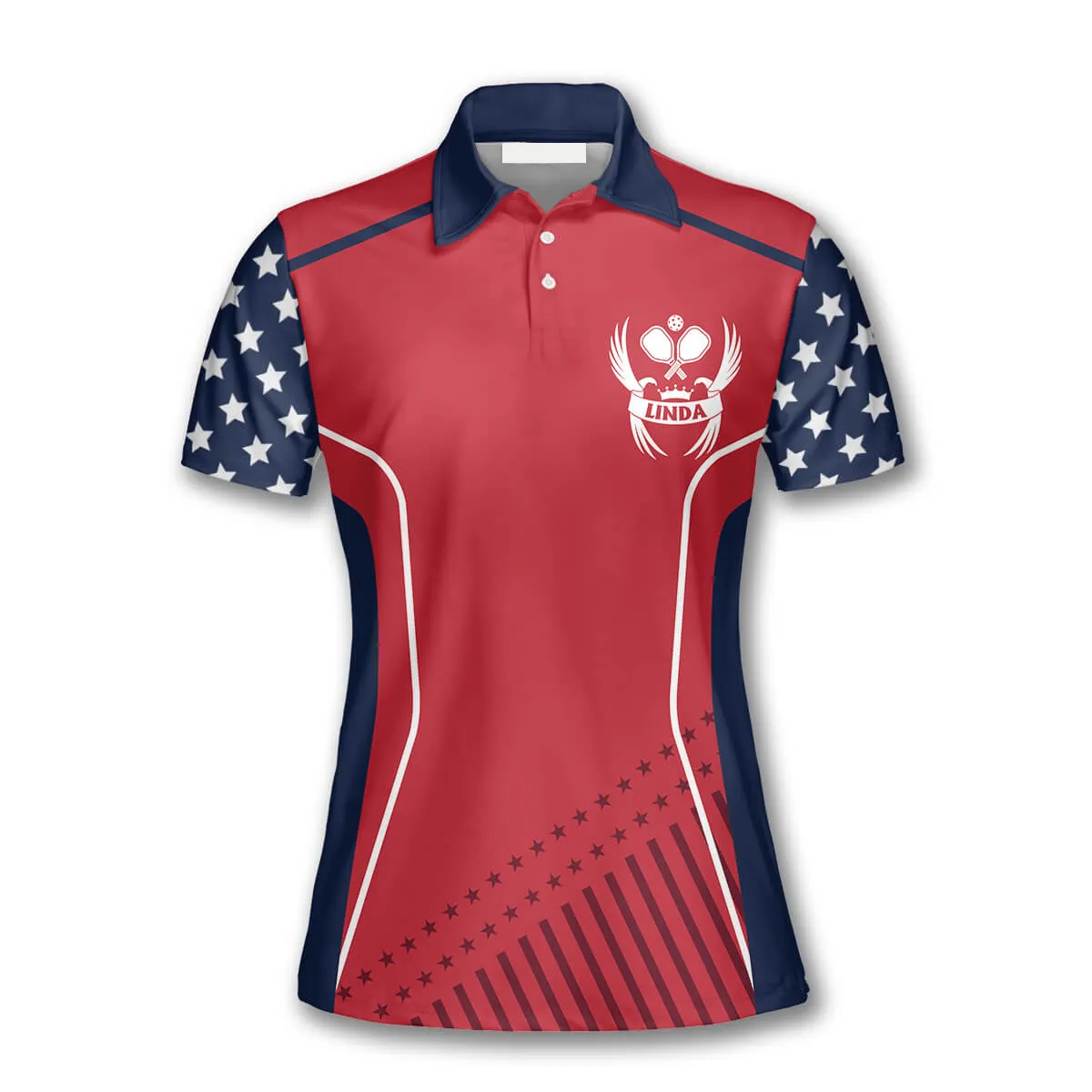 Eagle Red Star Pattern Custom Pickleball Polo Shirts for Women