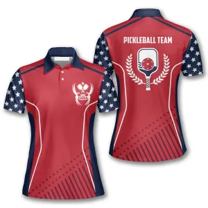 Eagle Red Star Pattern Custom Pickleball Polo Shirts for Women