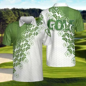 Elegant Golf In Green Golf Polo Shirt, White And Green Golf Shirt For Men, Unique Gift For Golfers Coolspod