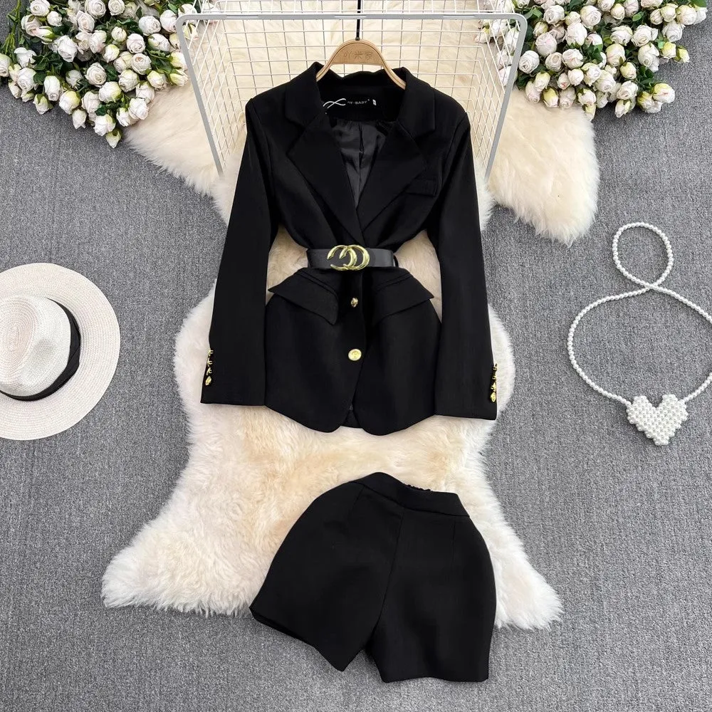 Fashion suit for women mid-length jacket two-piece  shorts      S4048