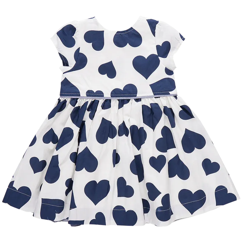 Fatima Dress (Navy Tossed Hearts)