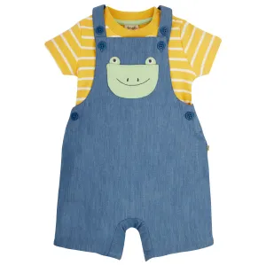 Frugi Lincoln Dungaree Outfit Chambray Frog