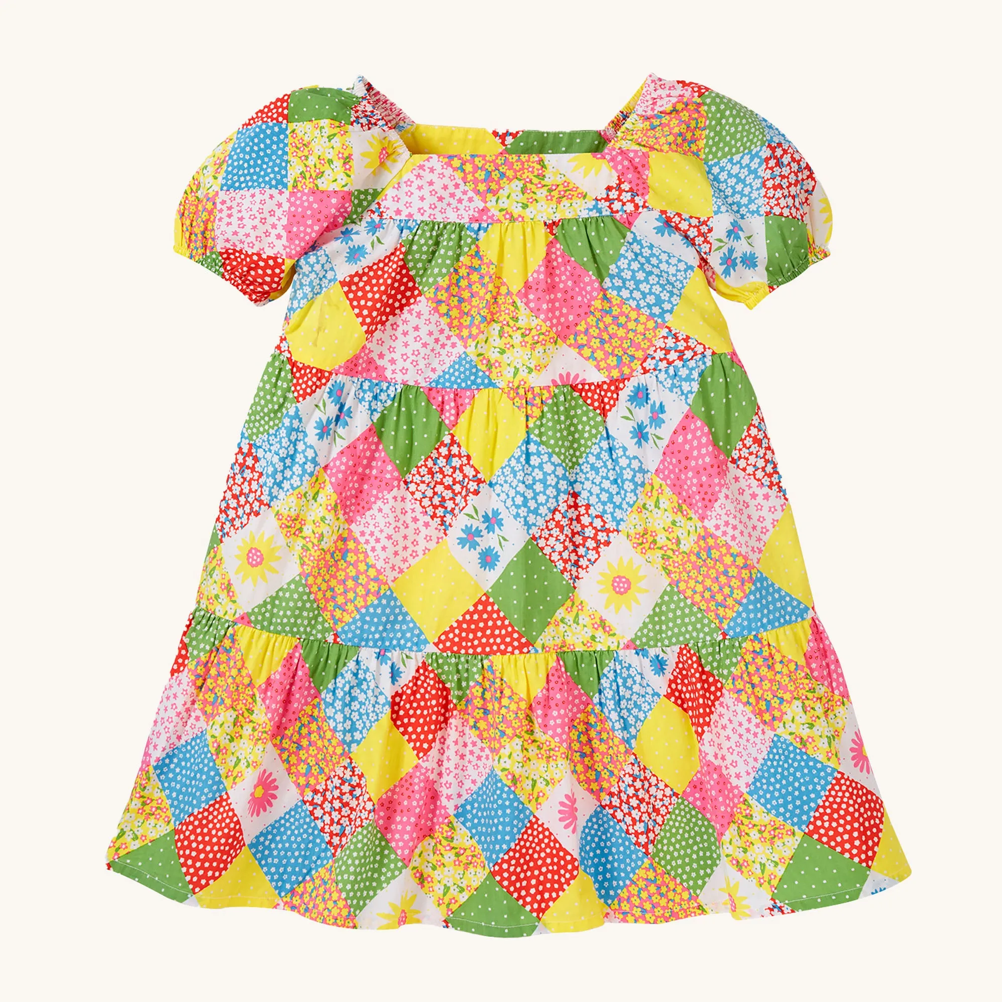 Frugi Shaya Tiered Dress - Patchwork