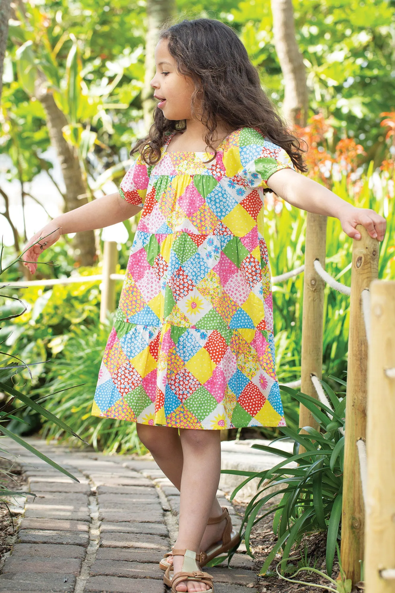 Frugi Shaya Tiered Dress - Patchwork