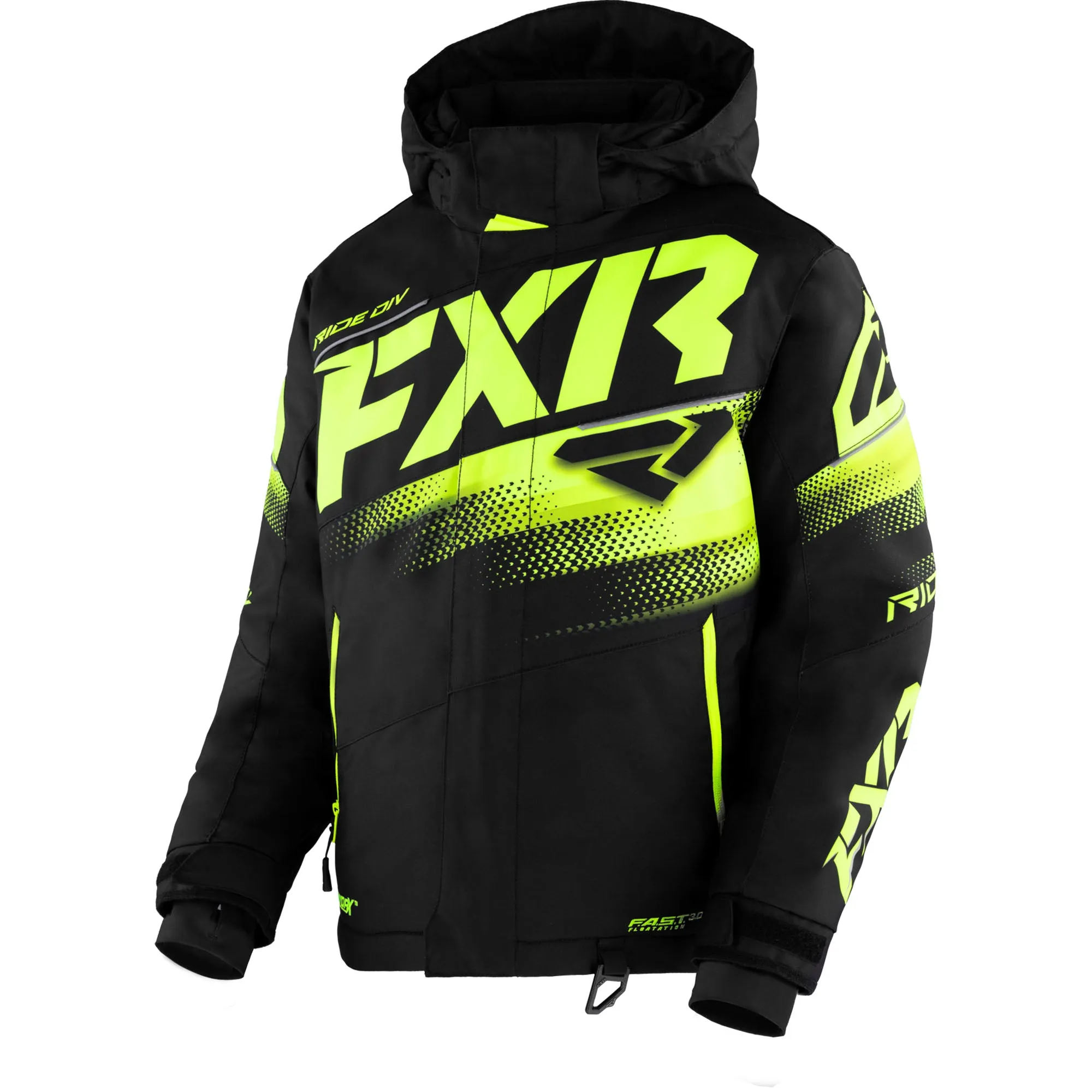 FXR Youth Boost Snowmobile Jacket Black/HiVis