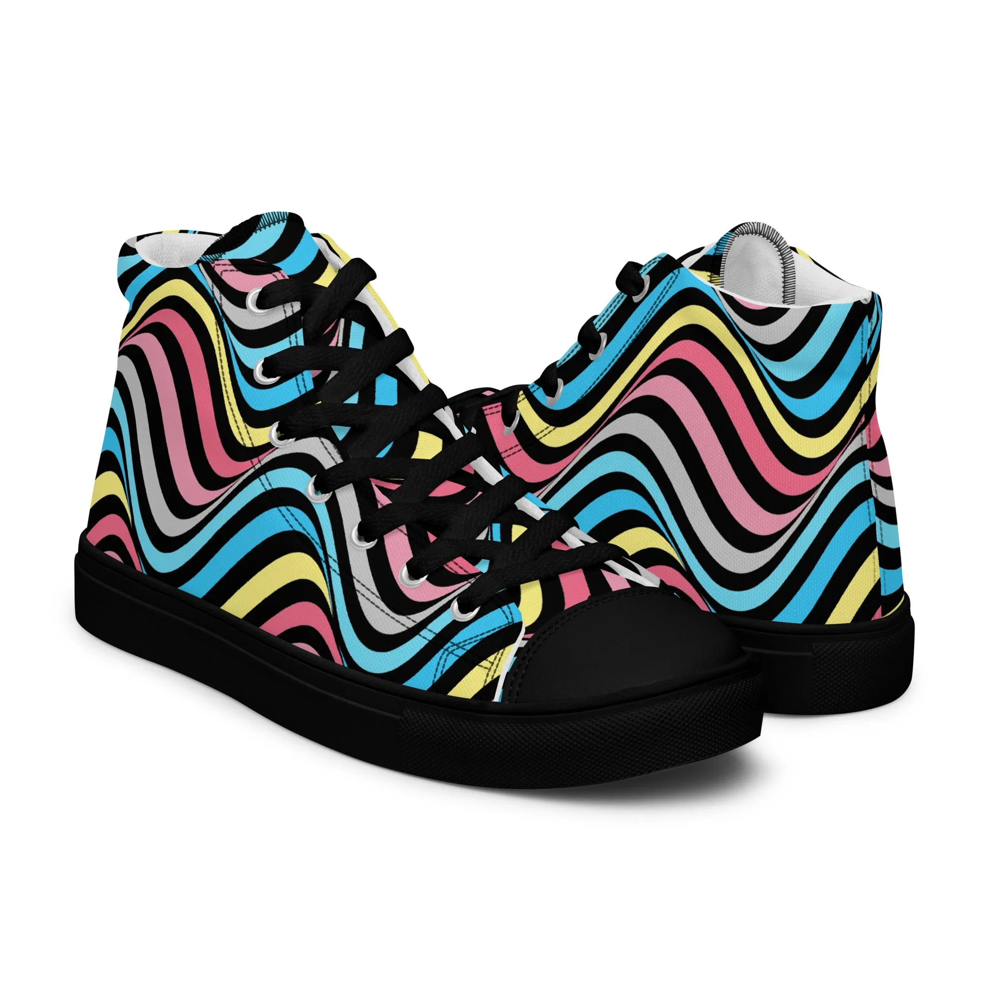 Genderflux Wavey Women’s High Top Canvas Athletic Shoes