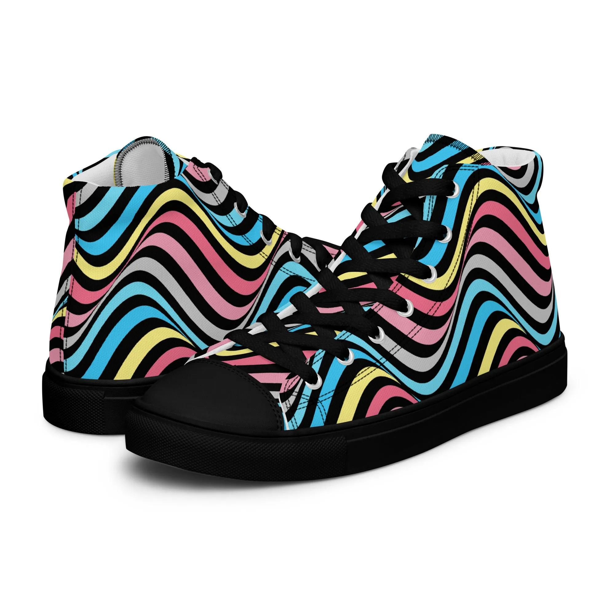 Genderflux Wavey Women’s High Top Canvas Athletic Shoes