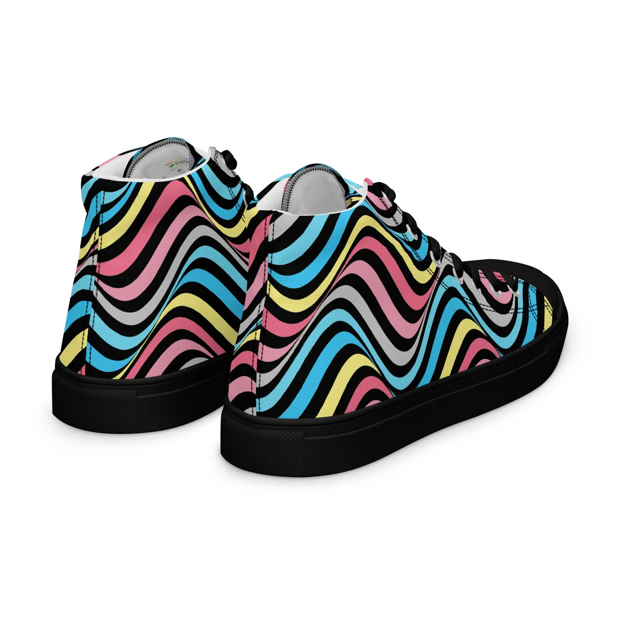 Genderflux Wavey Women’s High Top Canvas Athletic Shoes