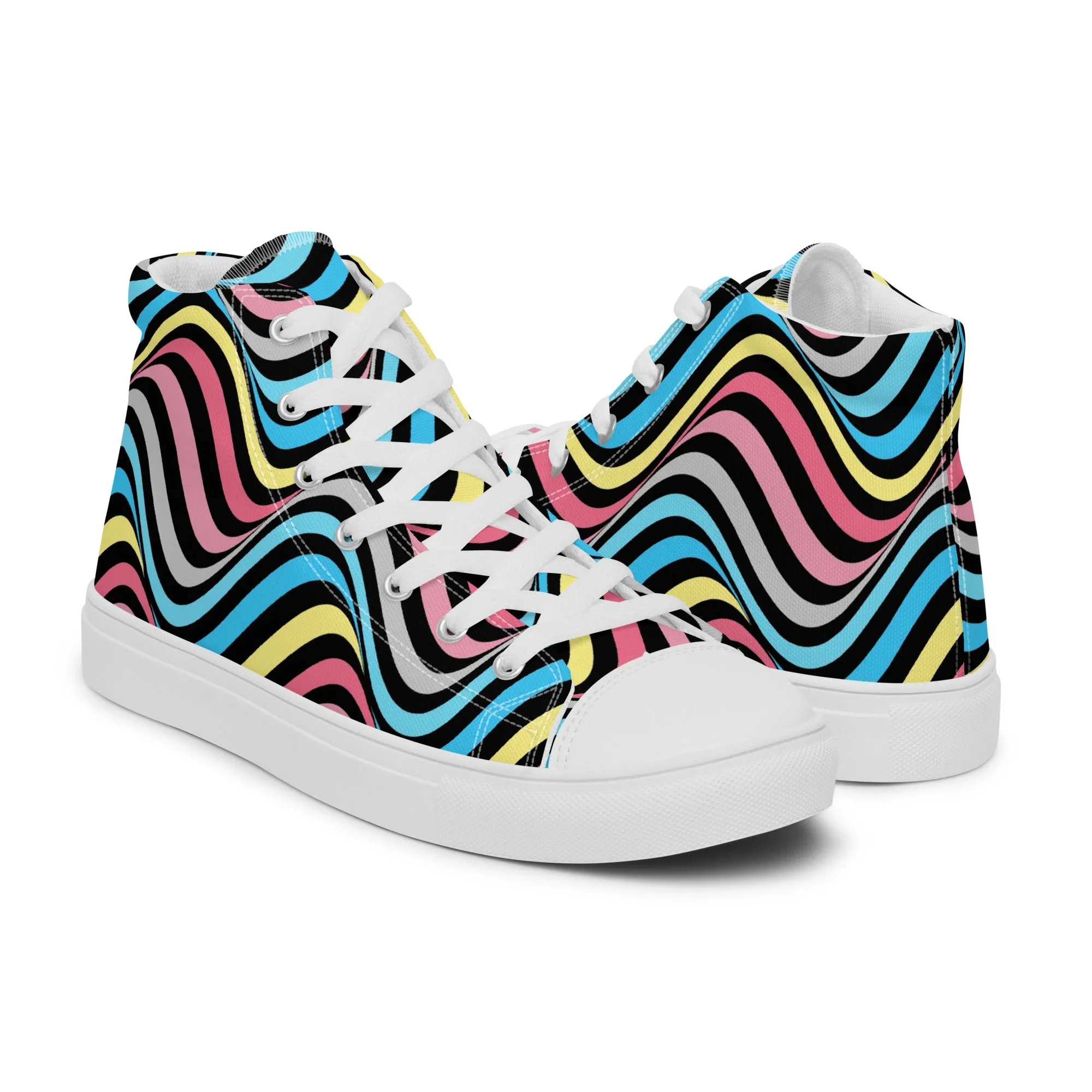 Genderflux Wavey Women’s High Top Canvas Athletic Shoes