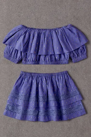 Girls Set Nellystella Tilly 2-piece Set - Purple Dove Swissdot (Size 18/24M left)