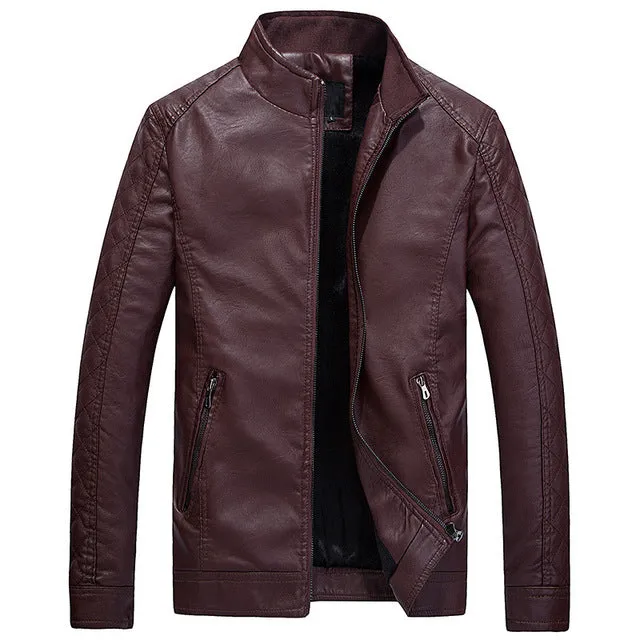 HEE GRAND Male Soft PU Leather Jackets made out of Imitation Sheepskin