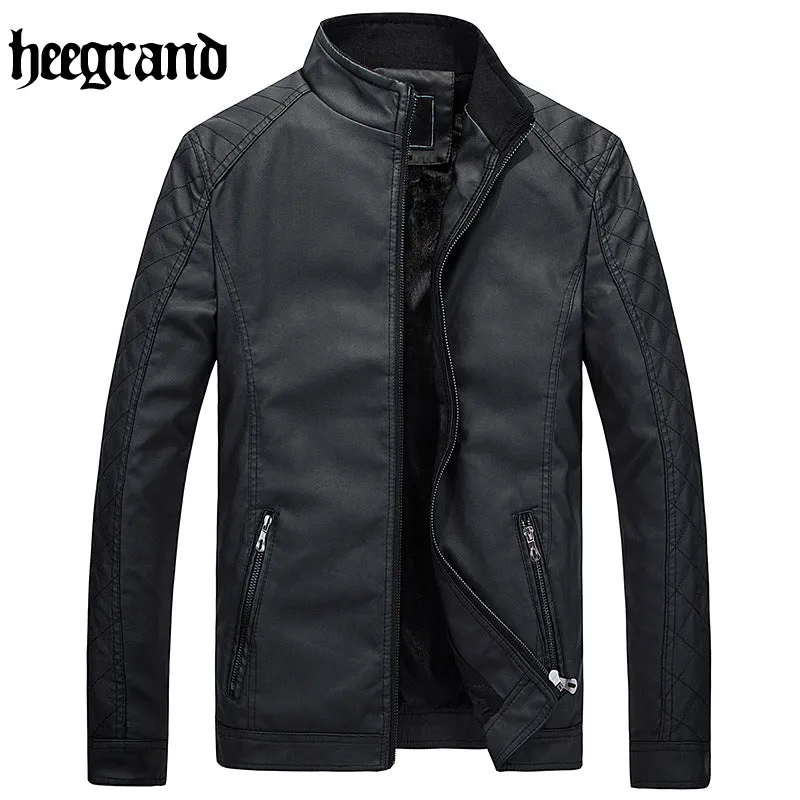 HEE GRAND Male Soft PU Leather Jackets made out of Imitation Sheepskin