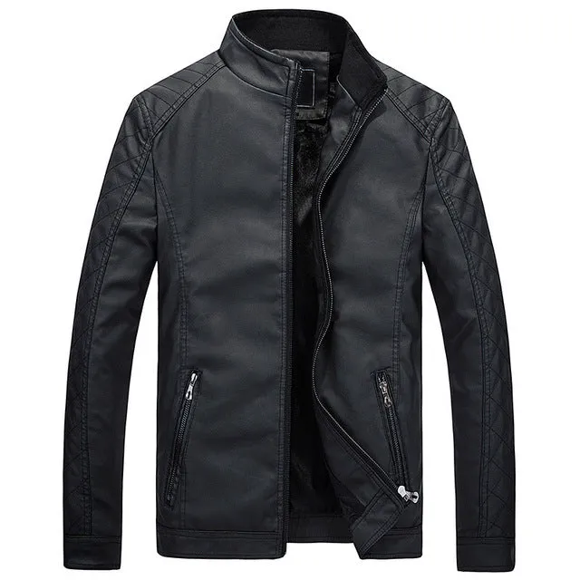 HEE GRAND Male Soft PU Leather Jackets made out of Imitation Sheepskin