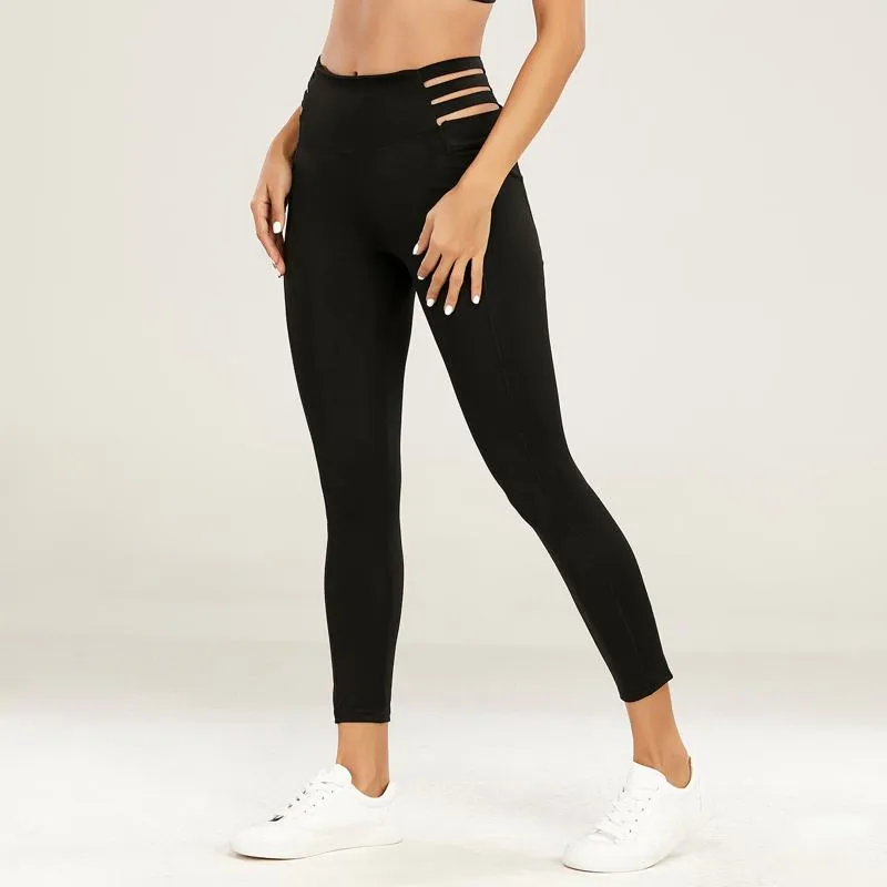 High-Waisted Quick-Drying Yoga Tight-Fitting Fitness Hollowed-Out Sports Leggings