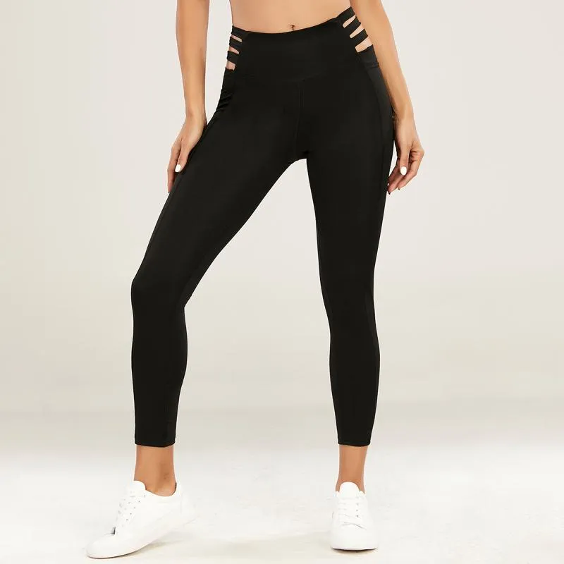 High-Waisted Quick-Drying Yoga Tight-Fitting Fitness Hollowed-Out Sports Leggings