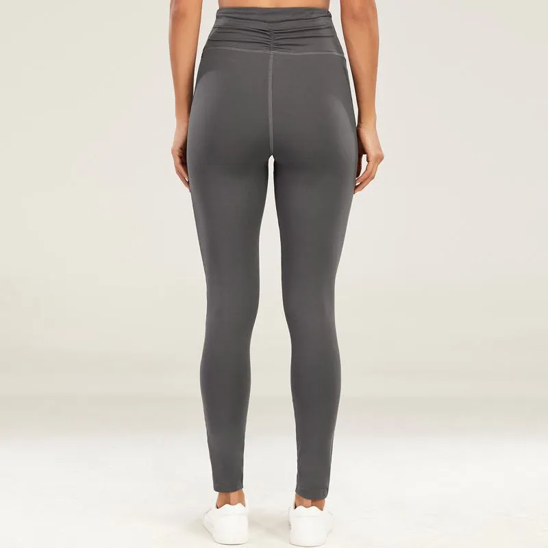 High-Waisted Yoga Tight-Fitting Elasticity Suede Sports Pocket Patchwork Mesh Sports Leggings