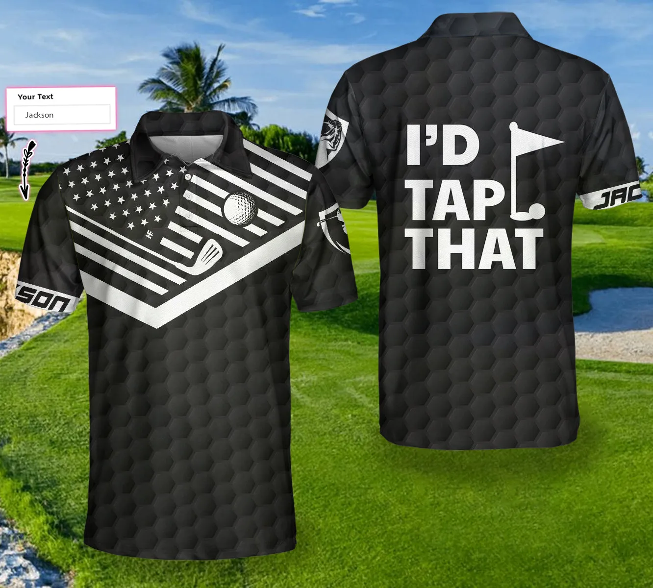 I'D Tap That Golf Custom Polo Shirt, Personalized Golf American Flag Golf Shirt For Men Coolspod