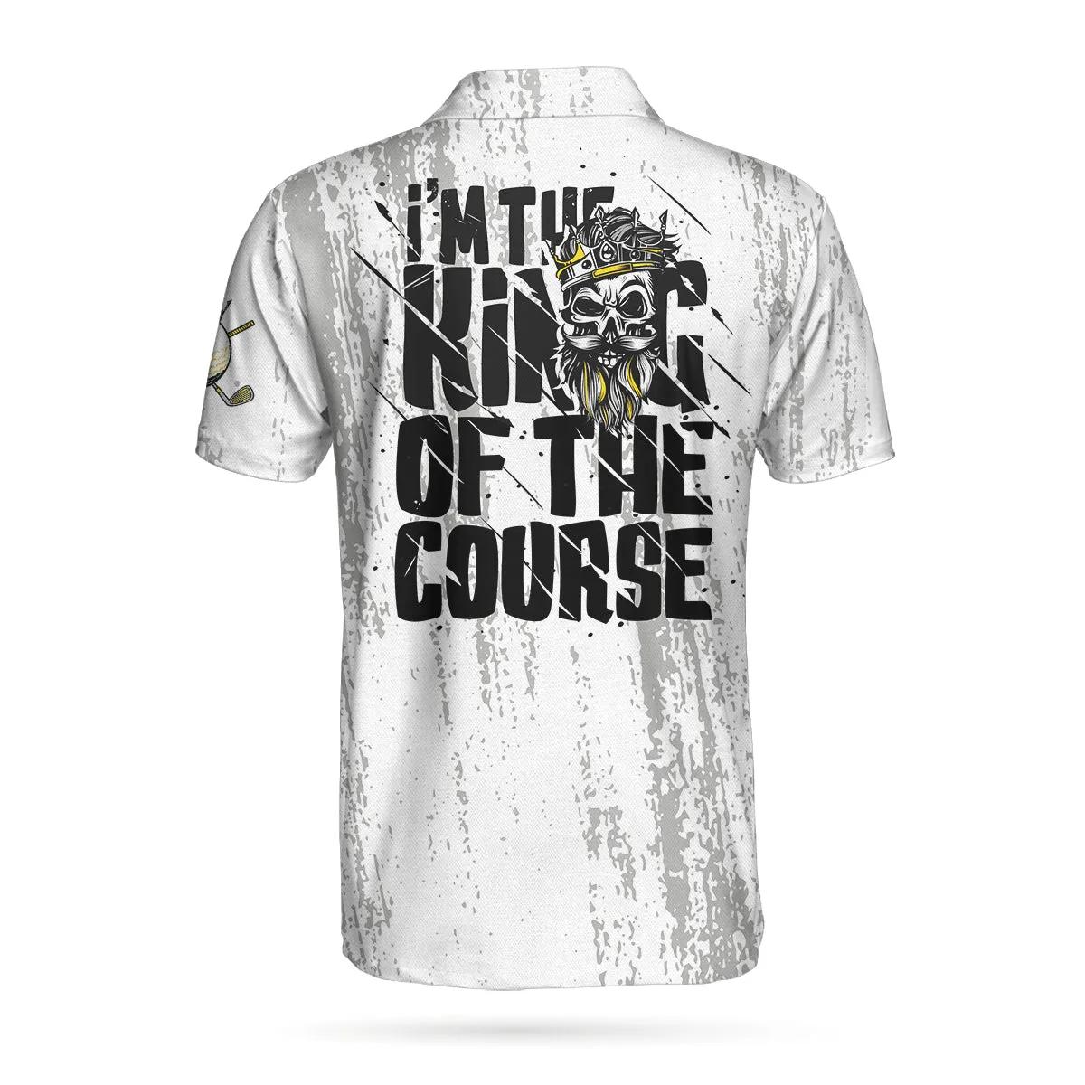 I'M The King Of The Course Golf Polo Shirt, Black And White Skull Golf Shirt For Men Coolspod