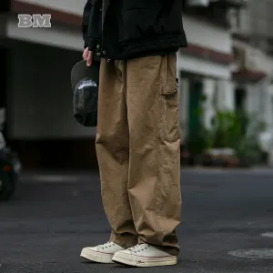 Japanese Streetwear Cargo Pants For Men - Casual Straight-leg Trousers