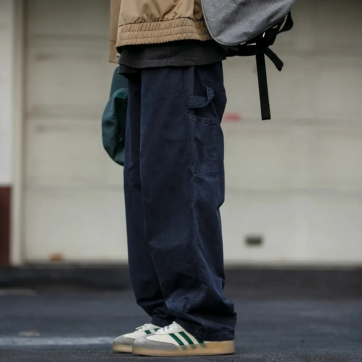 Japanese Streetwear Cargo Pants For Men - Casual Straight-leg Trousers