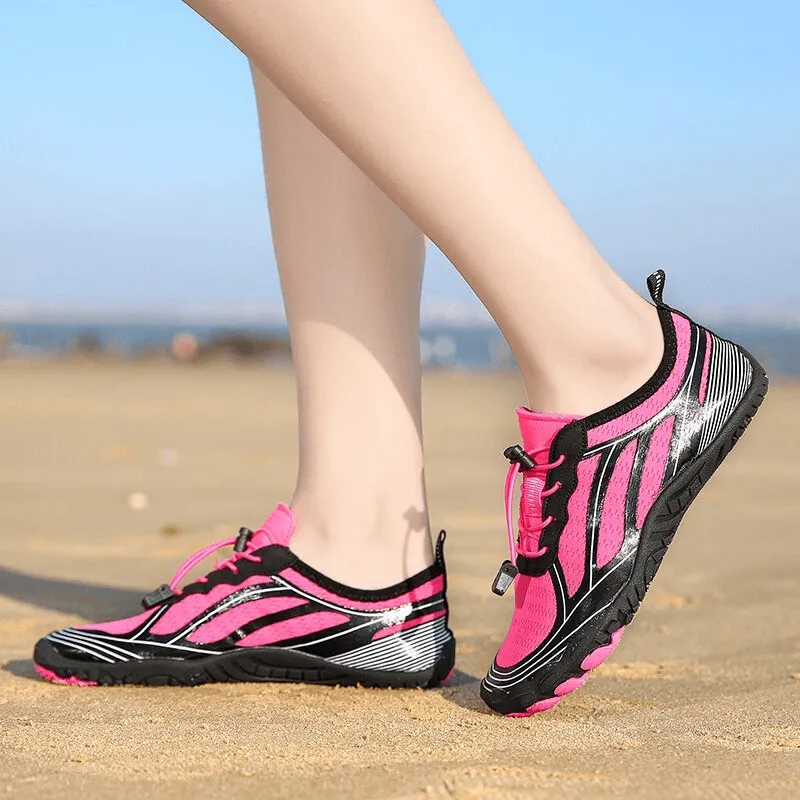 Light Soft Water Shoes with Elastic Lacing / Breathable Beach Sneakers - SF0552