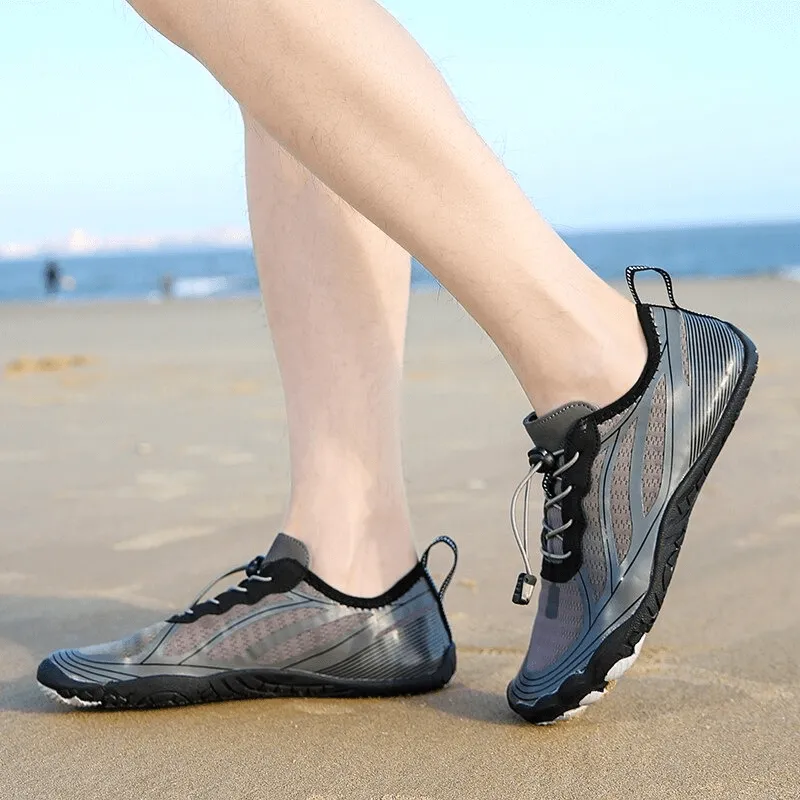 Light Soft Water Shoes with Elastic Lacing / Breathable Beach Sneakers - SF0552