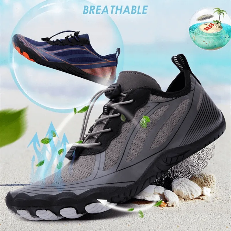 Light Soft Water Shoes with Elastic Lacing / Breathable Beach Sneakers - SF0552