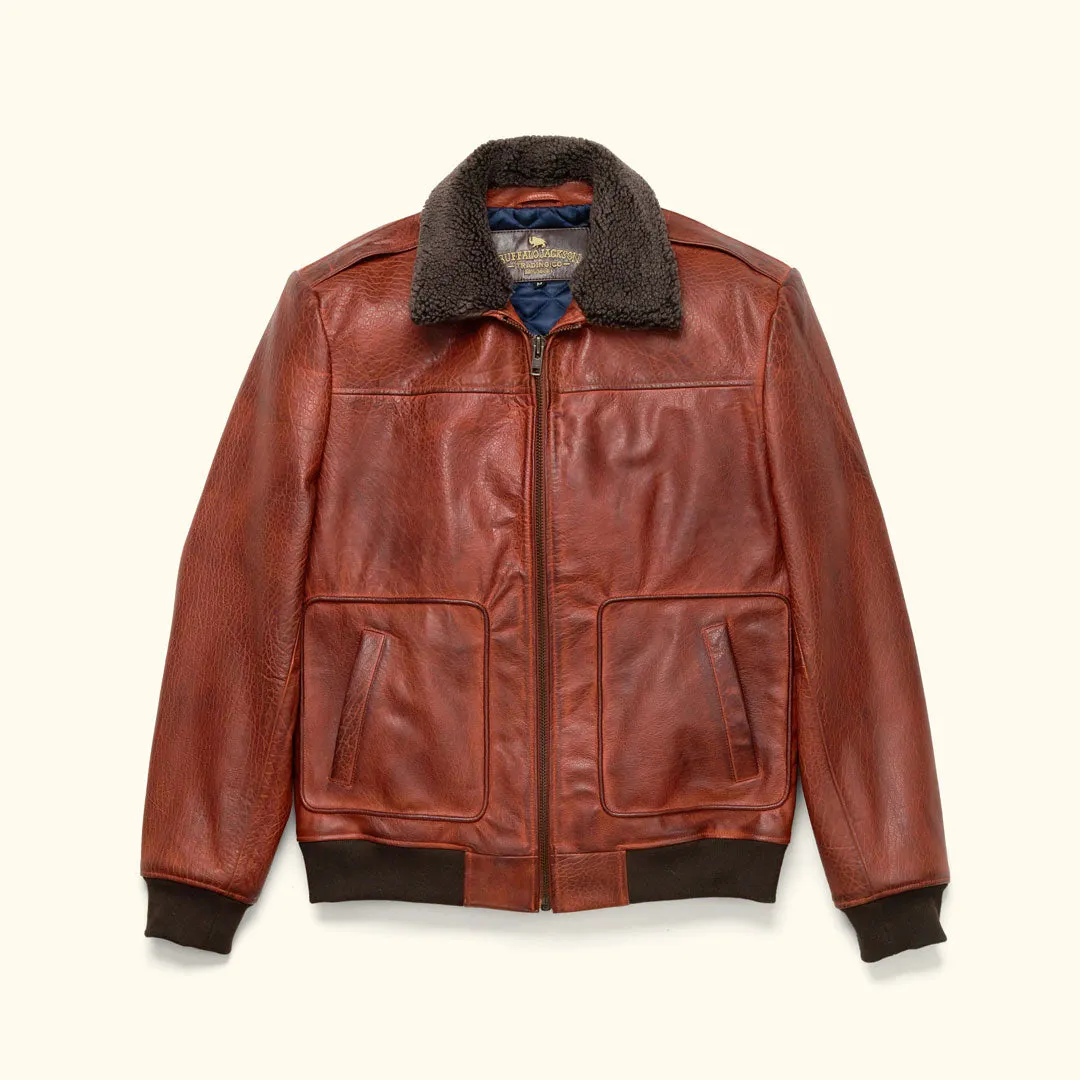 Limited Maverick Leather Bomber Jacket | Buffalo Grain Brown