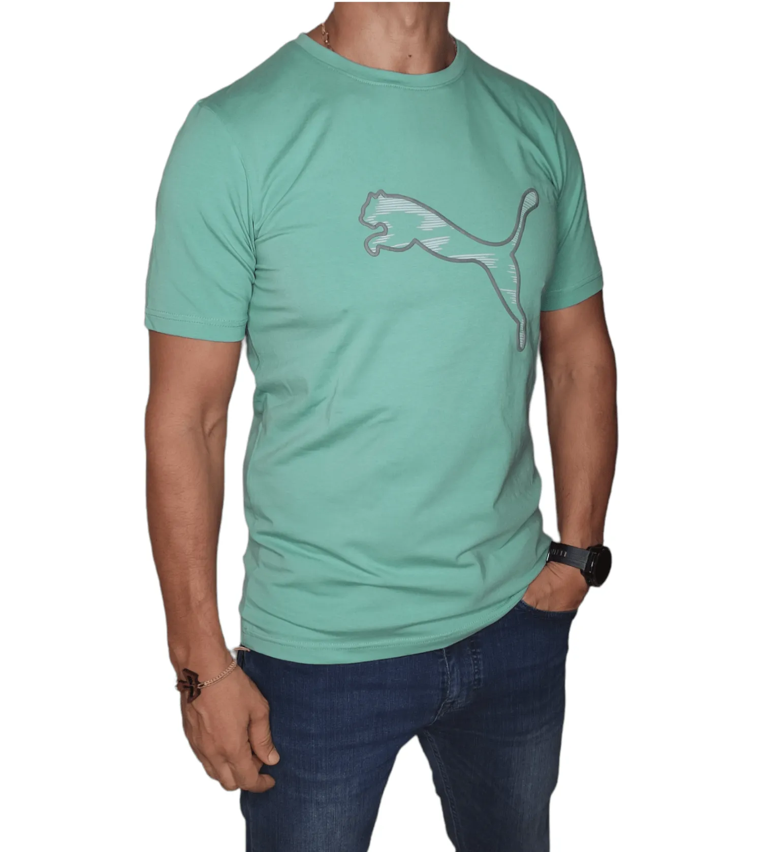 Men Tshirt (local made Puma) - Pistache