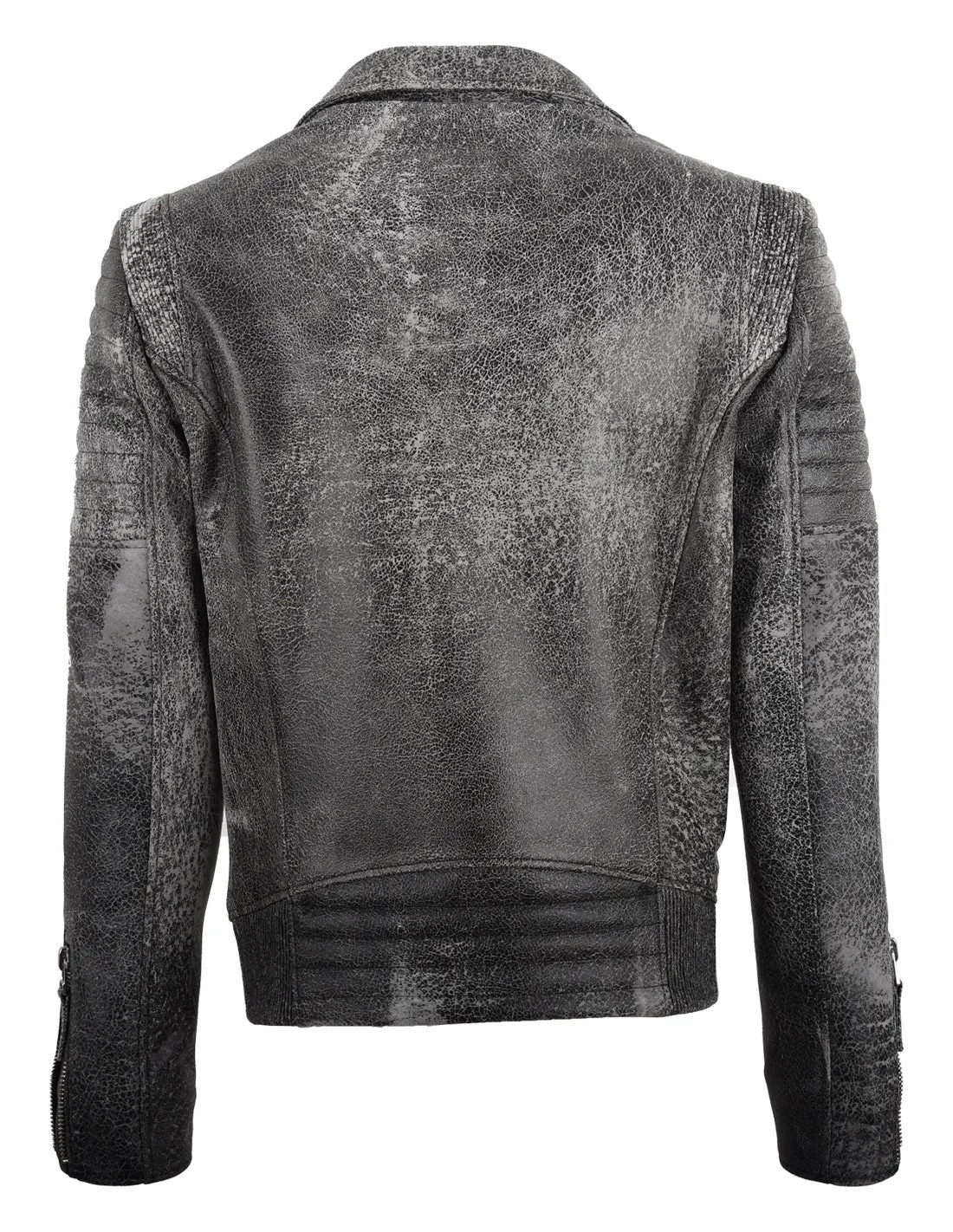 Men's Biker Crackle Style Leather Jacket