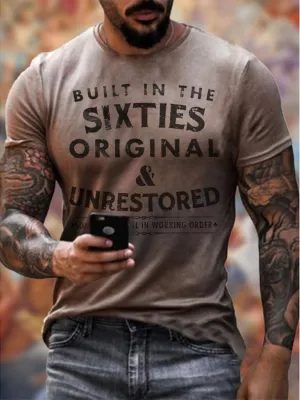 Mens Built In The Sixties Unrestored Motorcy Printed T-Shirt