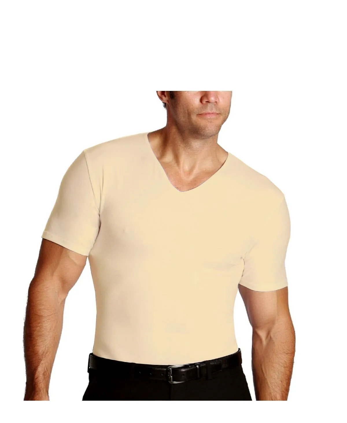 Men's Insta Slim Short Sleeve V-Neck Compression T-Shirt Instaslim