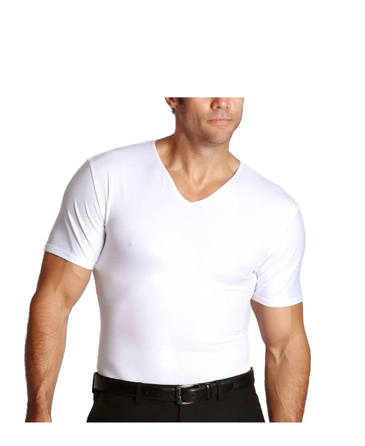 Men's Insta Slim Short Sleeve V-Neck Compression T-Shirt Instaslim