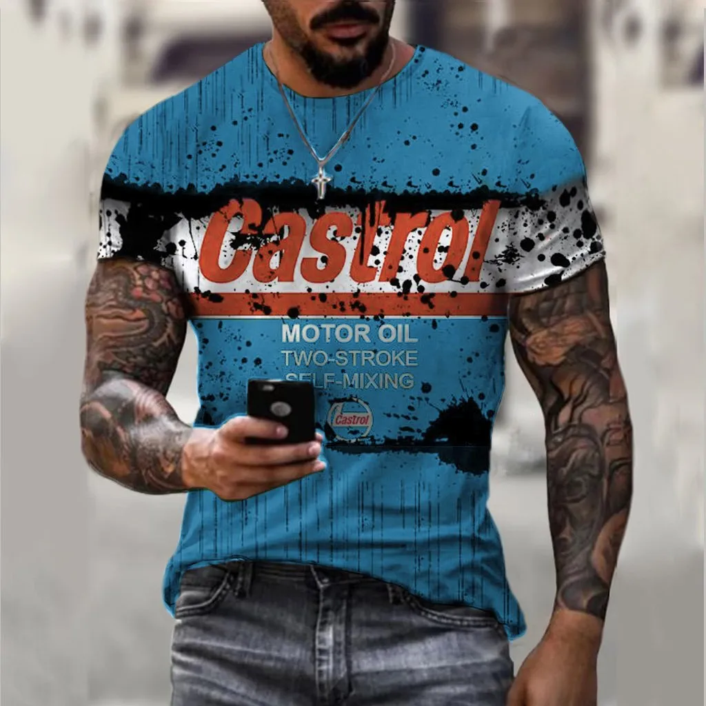 Mens Retro Motor Oil Badge Short Sleeve T-Shirt